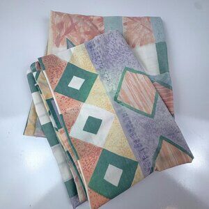 Vintage Stevens Percale Set‎ of 2 Standard Abstract Geometric Pastel Pillowcases